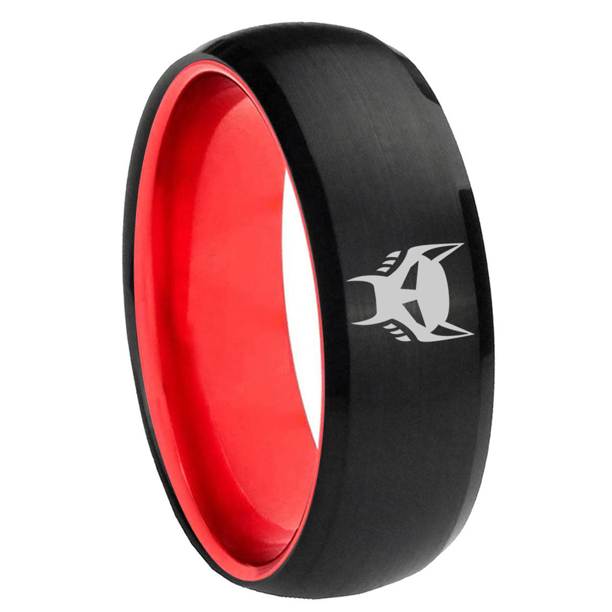 8mm Transformers Maximal Dome Black Red Comfort Wedding Band