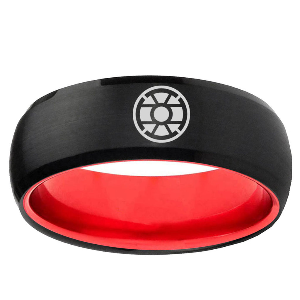 Gold Lantern Dome Black Red Comfort Wedding Band