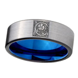 8mm-Pipe-Cut-Gray-and-Blue-Tungsten-Floral-Initial-Letter-C,-Monogram-Wedding-Bands