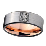 8mm-Pipe-Cut-Gray-and-Rose-Gold-Tungsten-Floral-Initial-Letter-C,-Monogram-Wedding-Bands