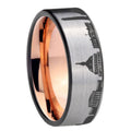 DC Washington City Pipe Cut Gray Tungsten Rose Gold Ring