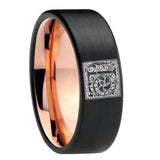 8mm-Pipe-Cut-Black-and-Rose-Gold-Tungsten-Floral-Initial-Letter-L,-Monogram-Wedding-Bands