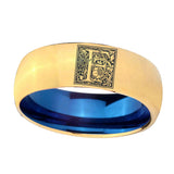 8mm-Dome-Gold-and-Blue-Tungsten-Floral-Initial-Letter-F,-Monogram-Engraved-Ring