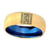 8mm-Dome-Gold-and-Blue-Tungsten-Floral-Initial-Letter-H,-Monogram-Engraved-Ring