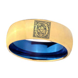 8mm-Dome-Gold-and-Blue-Tungsten-Floral-Initial-Letter-O,-Monogram-Engraved-Ring