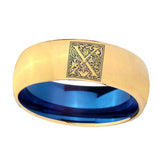 8mm-Dome-Gold-and-Blue-Tungsten-Floral-Initial-Letter-X,-Monogram-Engraved-Ring