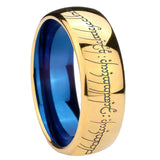 8mm Lord Of The Rings Dome Blue Gold Engravable Mens Rings