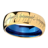 8mm Lord Of The Rings Dome Blue Gold Engravable Mens Rings