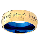8mm Lord Of The Rings Dome Blue Gold Engravable Mens Rings