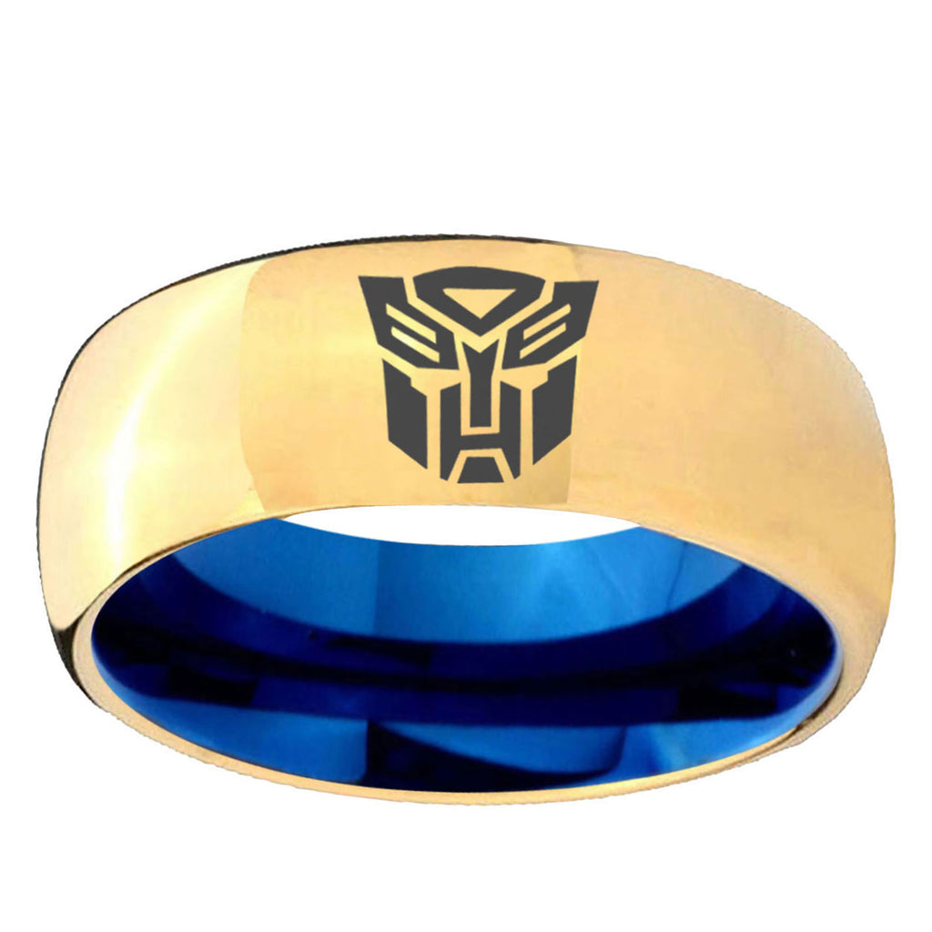 Transformers Autobot Dome Blue Gold Mens Comfort Ring