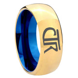 8mm CTR Dome Gold Blue Tungsten Carbide Wedding Ring