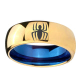8mm-Spiderman-Dome-Gold-Blue-Tungsten-Carbide-Wedding-Ring