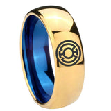 8mm Blue Lantern Dome Blue Gold Mens Ring Wedding