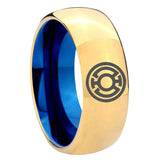 8mm Blue Lantern Dome Blue Gold Mens Ring Wedding