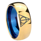 8mm-Deathly-Hallows-Dome-Gold-Blue-Tungsten-Carbide-Wedding-Ring