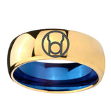 8mm Red Lantern Dome Blue Gold Mens Engraved Wedding Bands
