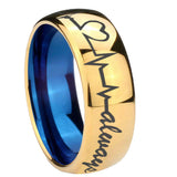 8mm-Heart-Beat-forever-Heart-always-Dome-Gold-Blue-Tungsten-Carbide-Wedding-Ring
