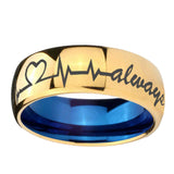 8mm-Heart-Beat-forever-Heart-always-Dome-Gold-Blue-Tungsten-Carbide-Wedding-Ring