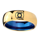 8mm Green Lantern Dome Blue Gold Tungsten Wedding Band For Men