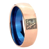 8mm-Dome-Rose-Gold-and-Blue-Tungsten--Memorial-Floral-Initial-Letter-A,-Monogram-Wedding-Band