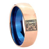 8mm-Dome-Rose-Gold-and-Blue-Tungsten--Memorial-Floral-Initial-Letter-R,-Monogram-Wedding-Band