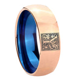 8mm-Dome-Rose-Gold-and-Blue-Tungsten--Memorial-Floral-Initial-Letter-Y,-Monogram-Wedding-Band