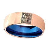 8mm-Dome-Rose-Gold-and-Blue-Tungsten--Memorial-Floral-Initial-Letter-Y,-Monogram-Wedding-Band