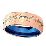 8mm Lord Of The Rings Dome Blue Rose Gold Mens Work Rings
