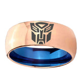 8mm Transformers Autobot Dome Blue Rose Gold Classic Mens Wedding Bands