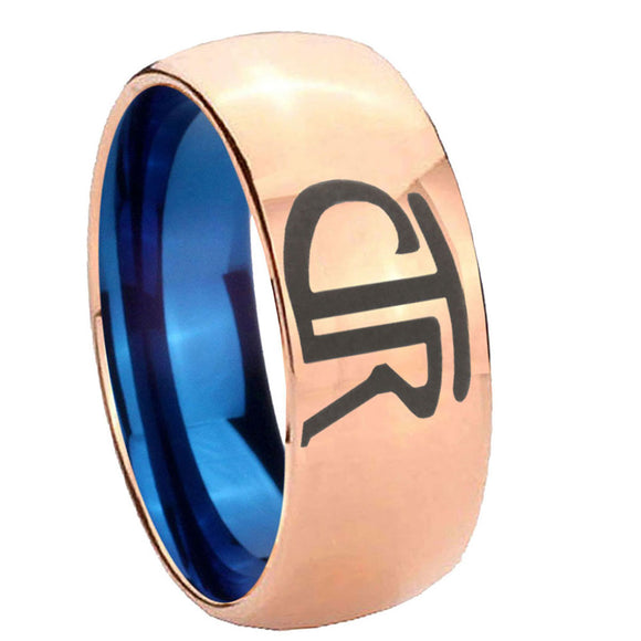 8mm-CTR-Dome-Rose-Gold-Blue-Tungsten-Carbide-Wedding-Ring