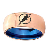 8mm Flash Dome Blue Rose Gold Classic Mens Wedding Bands