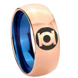 8mm Green Lantern Dome Blue Rose Gold Comfort Band Ring