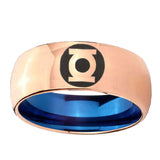8mm Green Lantern Dome Blue Rose Gold Comfort Band Ring