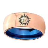 8mm Supernatural Dome Blue Rose Gold Comfort Band Ring