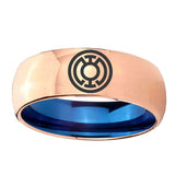 8mm Blue Lantern Dome Blue Rose Gold Comfort Band Ring