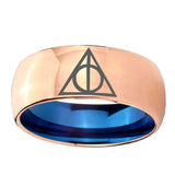 8mm-Deathly-Hallows-Dome-Rose-Gold-Blue-Tungsten-Carbide-Wedding-Ring