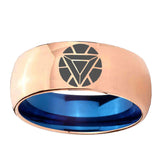 8mm Iron Man Art Reactor Dome Blue Rose Gold Mens Work Rings
