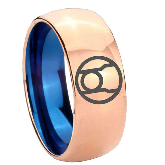 8mm Red Lantern Dome Blue Rose Gold Wedding Ring For Man