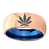 8mm-Marijuana-Leaf-Dome-Rose-Gold-Blue-Tungsten-Carbide-Wedding-Ring