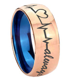 8mm-Heart-Beat-forever-Heart-always-Dome-Rose-Gold-Blue-Tungsten-Carbide-Wedding-Ring