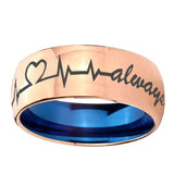 8mm-Heart-Beat-forever-Heart-always-Dome-Rose-Gold-Blue-Tungsten-Carbide-Wedding-Ring