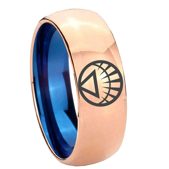 8mm White Lantern Dome Blue Rose Gold Durable Wedding Bands