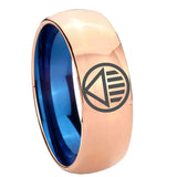 8mm Black Lantern Dome Blue Rose Gold Customizable Tungsten Rings