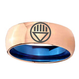 8mm Black Lantern Dome Blue Rose Gold Customizable Tungsten Rings