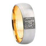 8mm-Dome-Gray-and-Gold-Tungsten--Floral-Initial-Letter-L,-Monogram-Wedding-Bands