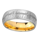 8mm Lord Of The Rings Dome Gold Silver Tungsten Ring