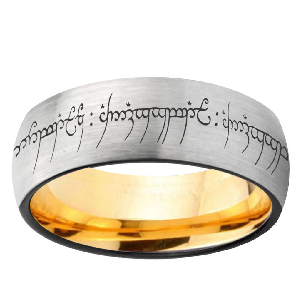 Lord Of The Ring Dome Gold Silver Tungsten Ring
