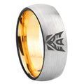 8mm Decepticon Transformers Dome Silver Gold Tungsten Ring