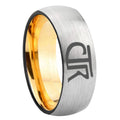 8mm CTR Dome Silver Gold Tungsten Carbide Anniversary Ring