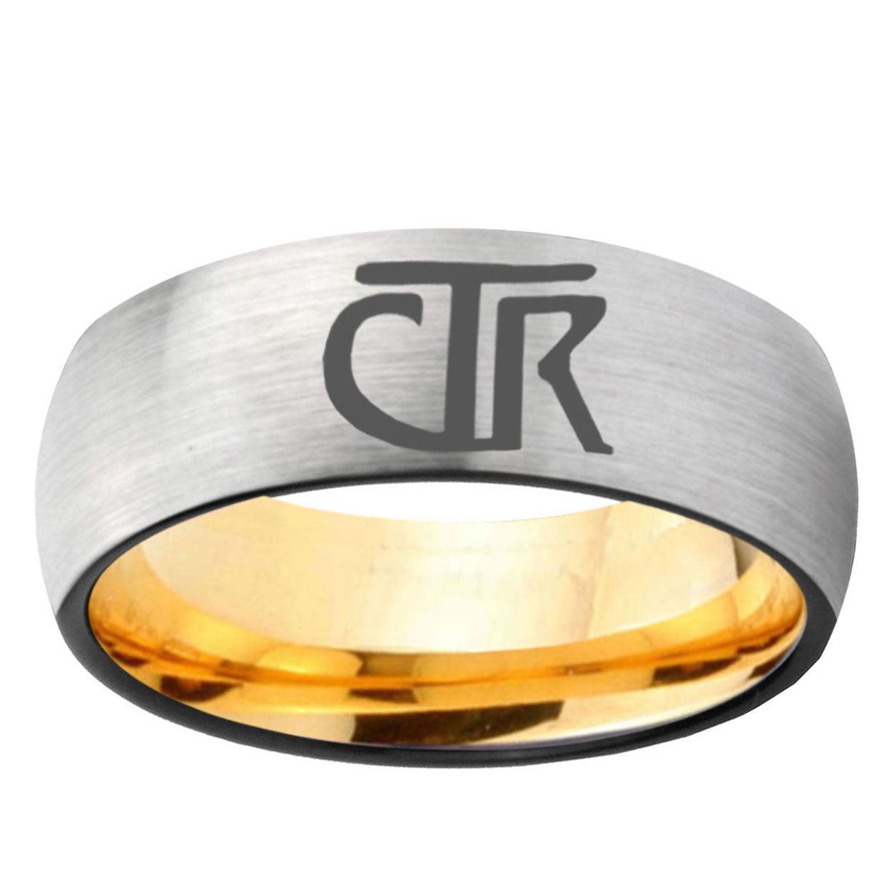 CTR Dome Silver Gold Tungsten Carbide Anniversary Ring